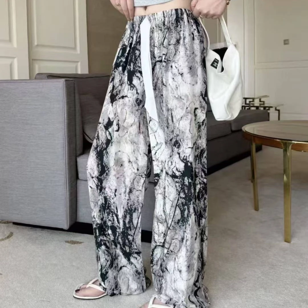 2520【裤长107cm洗完会缩3-5cm】夏季女士棉绸裤显瘦可外穿直筒裤