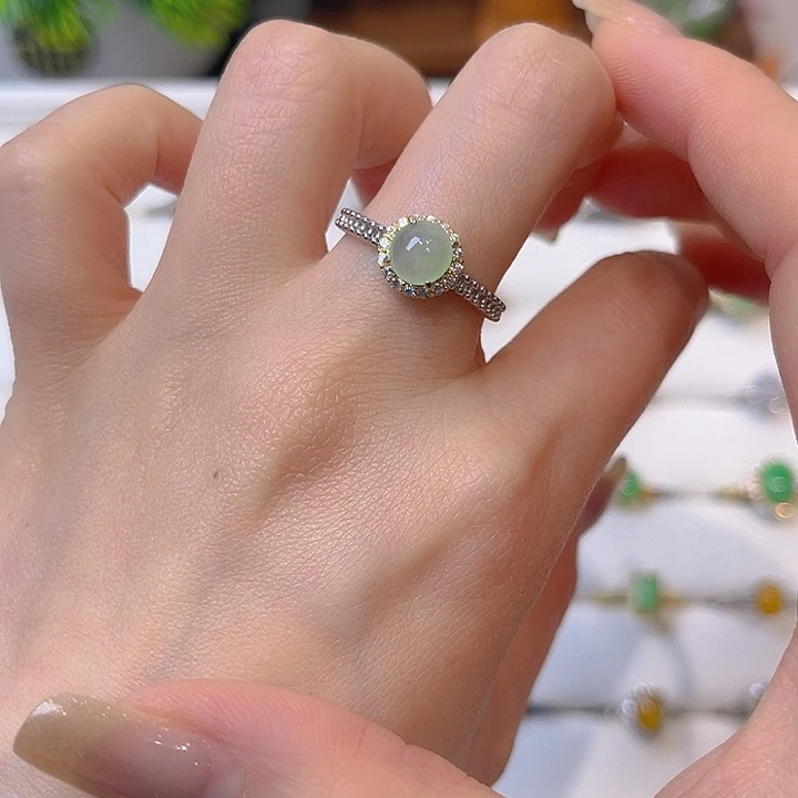 翡翠戒指银S925镶嵌我