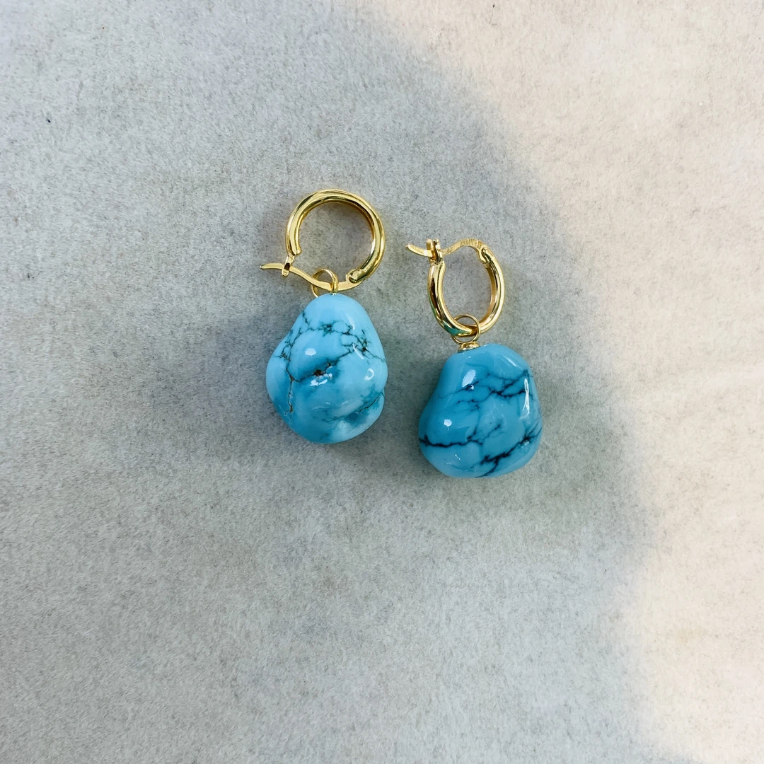 绿松石高瓷蓝精品耳饰