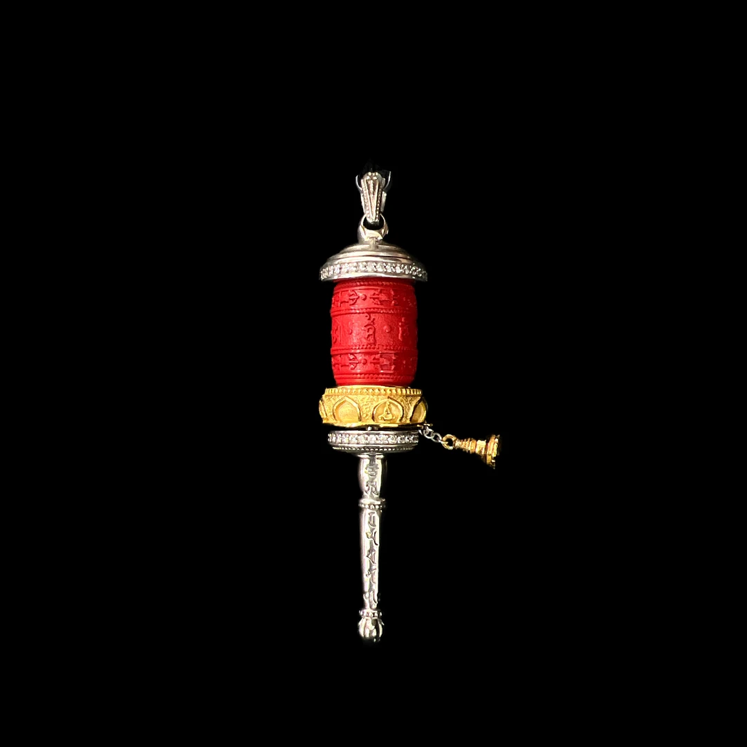 含辰砂工艺品2693-朱砂吊坠（转经筒孤品