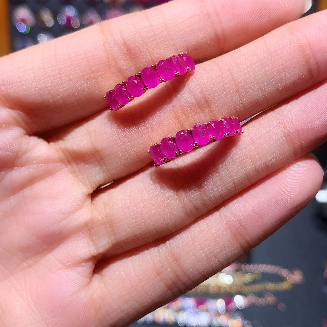 耳饰红宝石银S925镶嵌