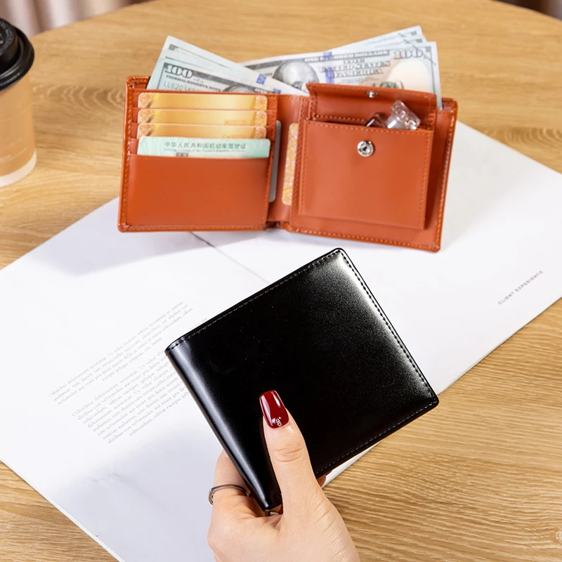 男女通用超薄款真皮驾驶证零钱包纯牛皮两折短款钱包双大钞位钱夹