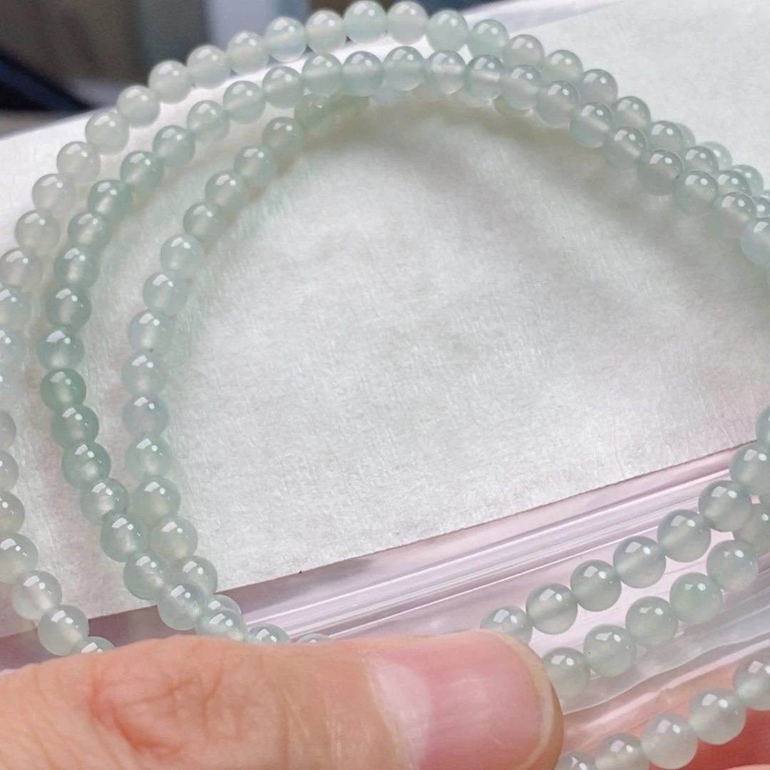 定制翡翠未镶嵌三**水翡翠定制手链