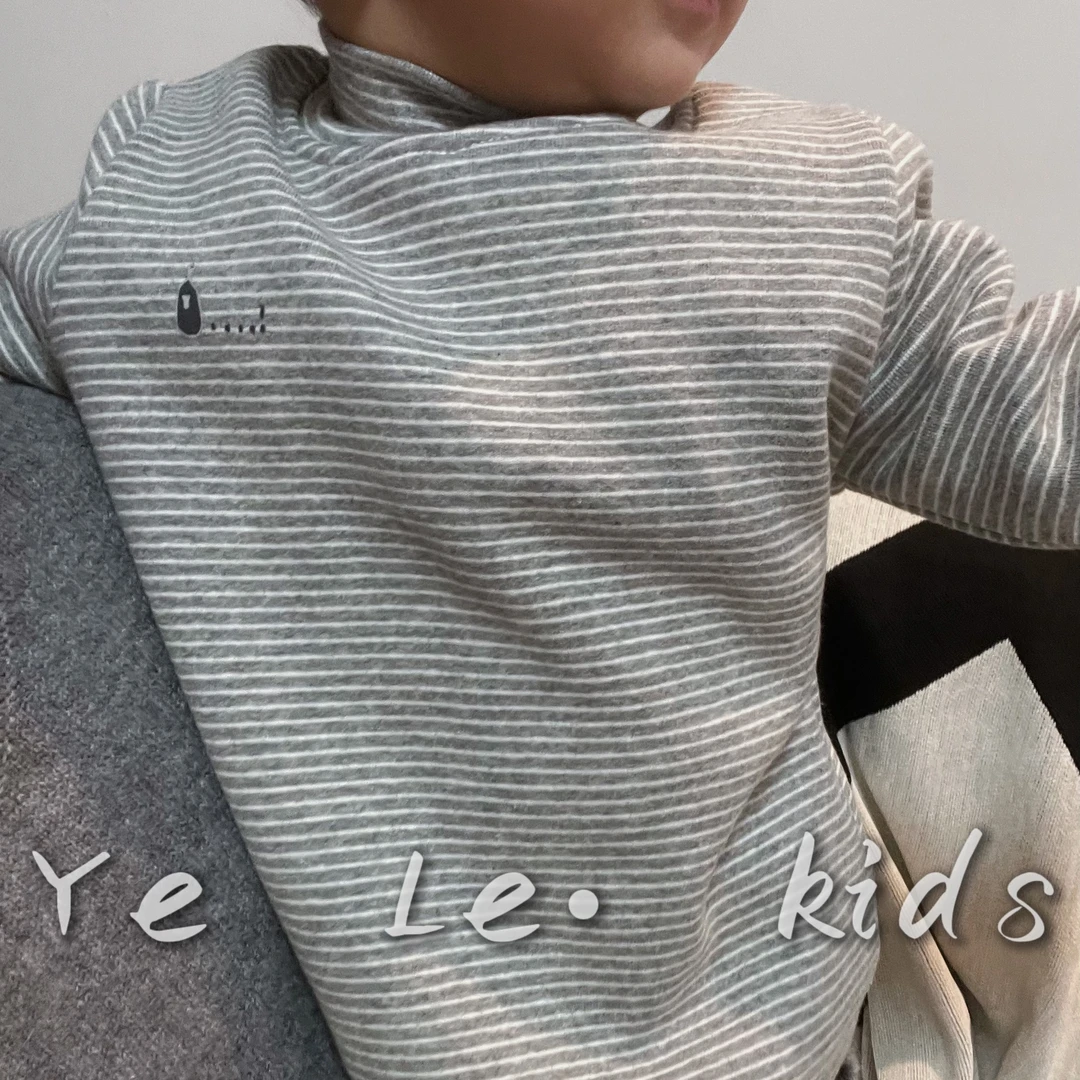 【衣乐】纯棉打底婴幼儿韩系男童加绒简约休闲百搭条纹打底宝宝内搭