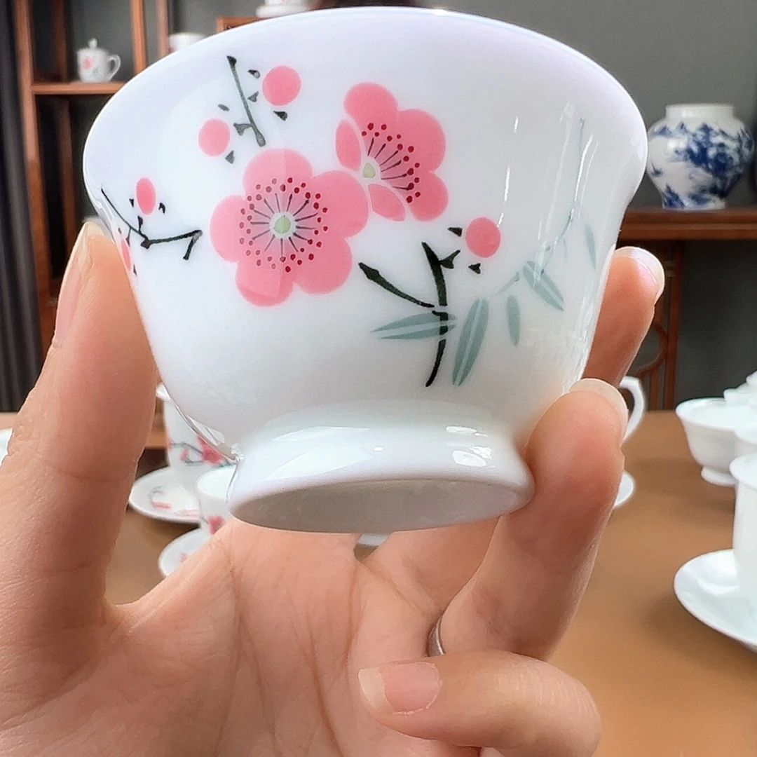 翠竹红梅小撇口杯