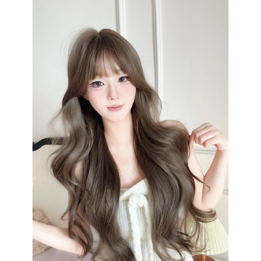 【全新高品质假发】冰冷心事榛果灰棕大波浪女网红气质全头套