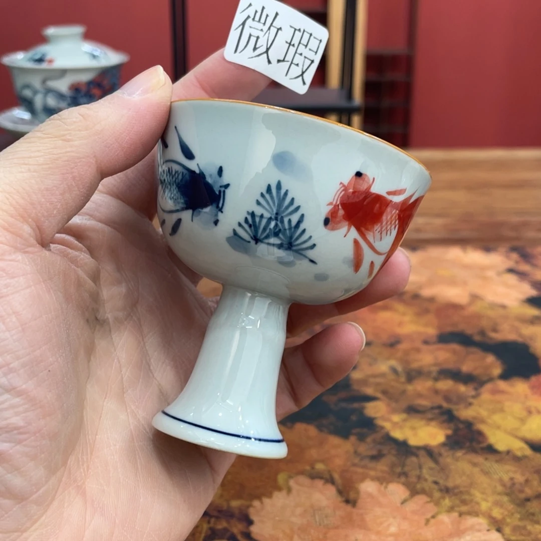 釉下手绘茶具微瑕