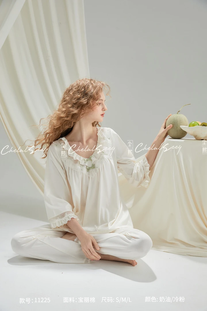 ChelnlSeey/尘熙春夏睡衣春季甜美宫廷风可爱少女公主家居服套装