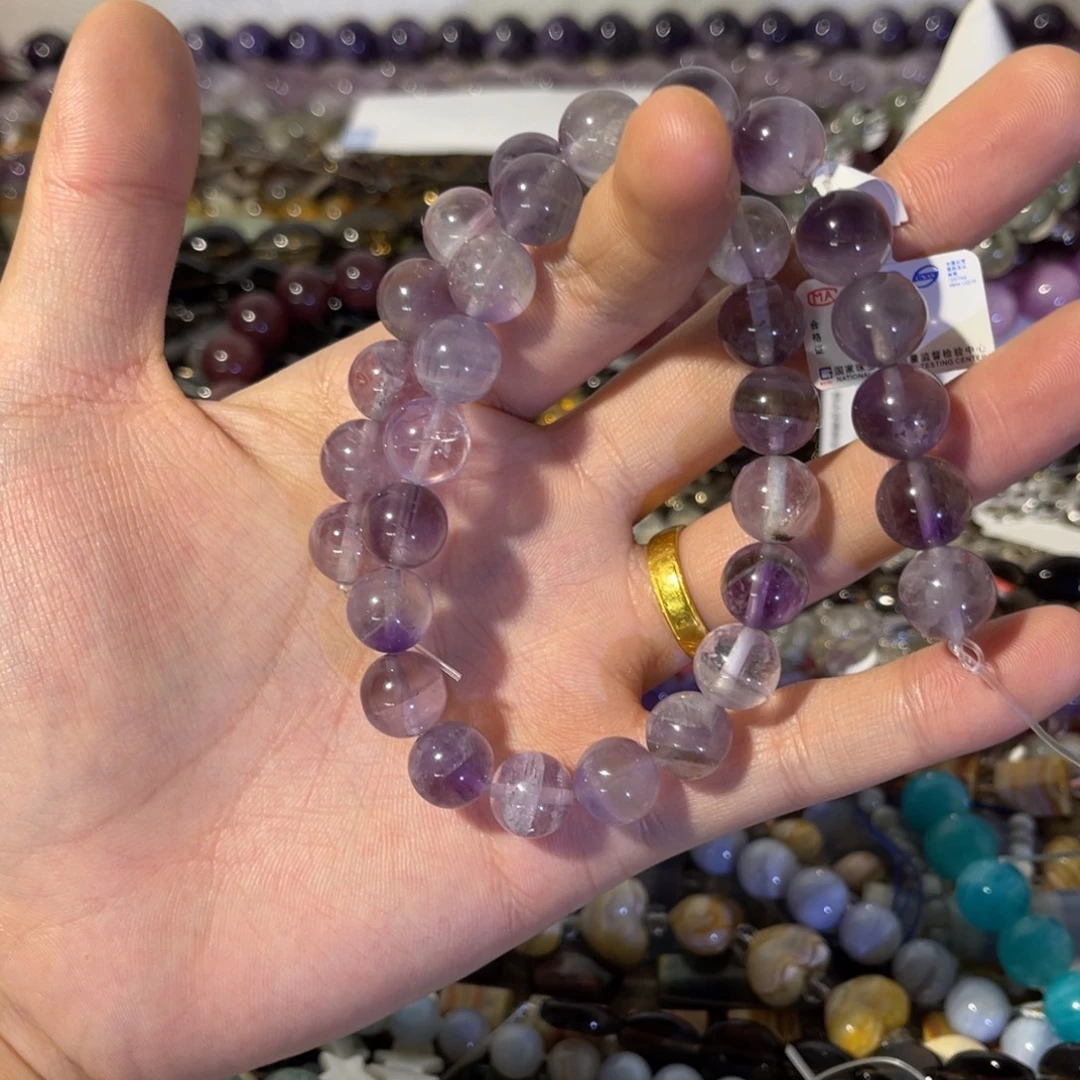 手链银S925镶嵌水晶卡11➕紫水晶圆珠