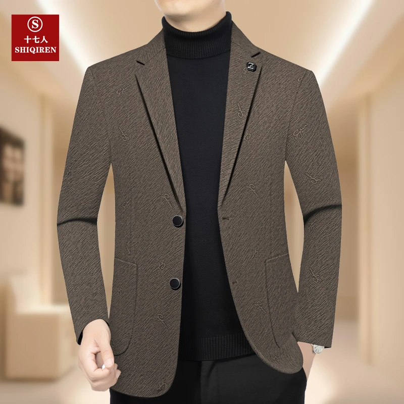 【新款西服】十七人男士西装外套百搭上衣中年爸爸装西装单件新品