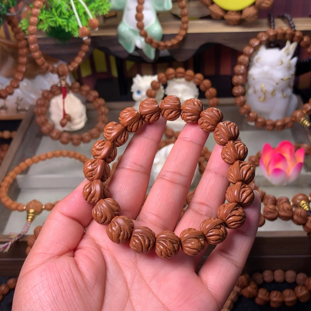 陈***)吊坠桃核双脊龙手串14