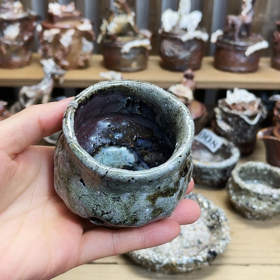 瓶柴烧粗陶手捏杯