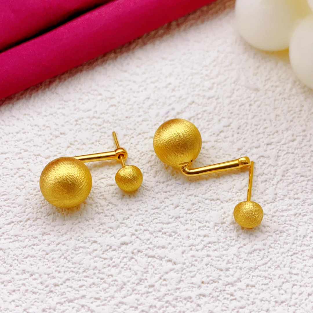 【木韵阁】足金999 5D黄金一款两戴球耳针时尚黄金时尚 3.95