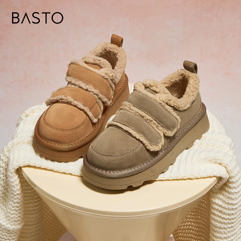 百思图2024冬季新款商场同款时尚户外运动雪地靴女低靴L5628DM4