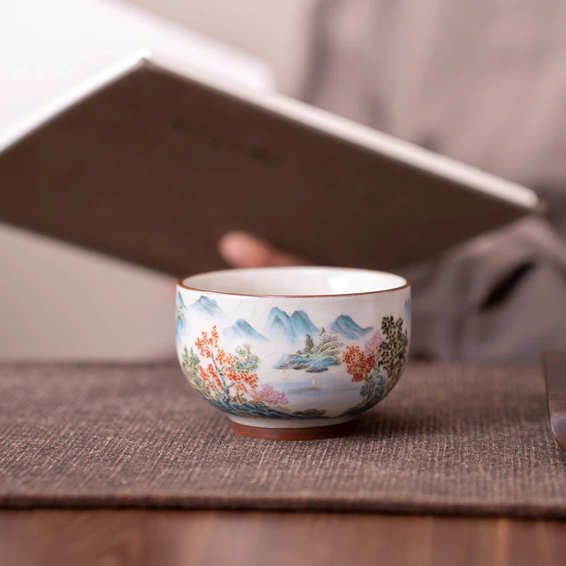 G026-汝窑青山铜钱禅定杯GSTC