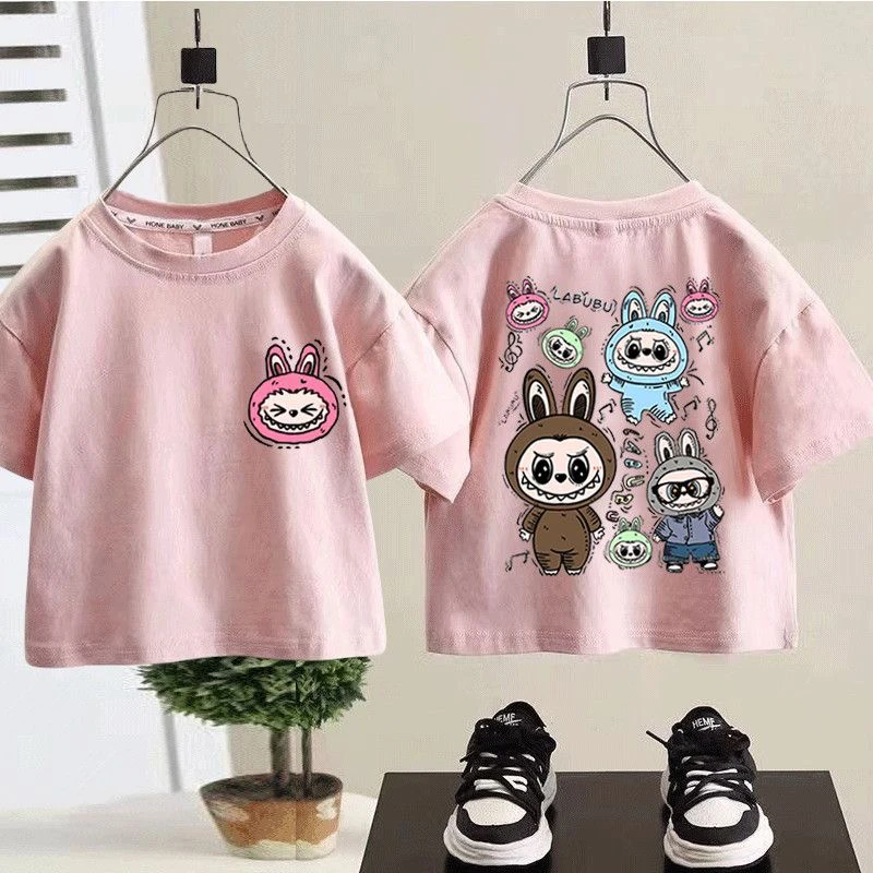 男童女童卡通拉布布童装半袖T恤夏季中大童宝宝可爱洋气上衣外穿t