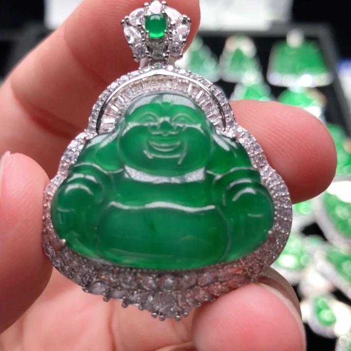 翡翠散珠翡翠吊坠佛光