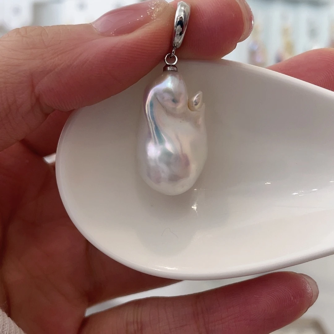 淡水珍珠天然珍珠巴洛克银S925镶嵌