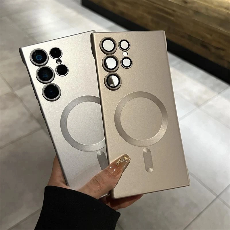 适用三星s25ultra高级无边框磨砂s23ultra磁吸镜头全包超薄硬壳
