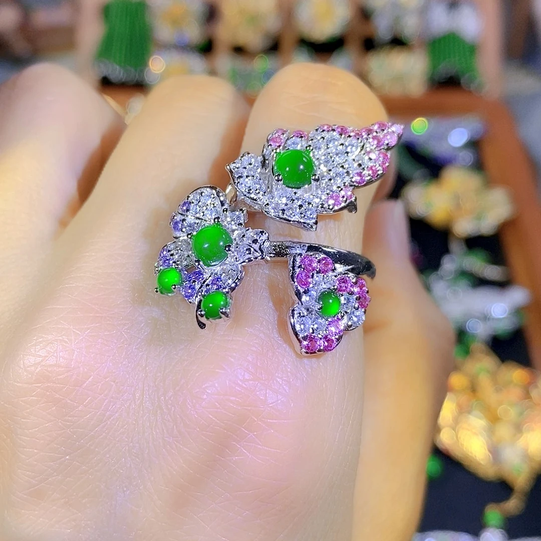 吊坠(不含链)银S925镶嵌翡翠