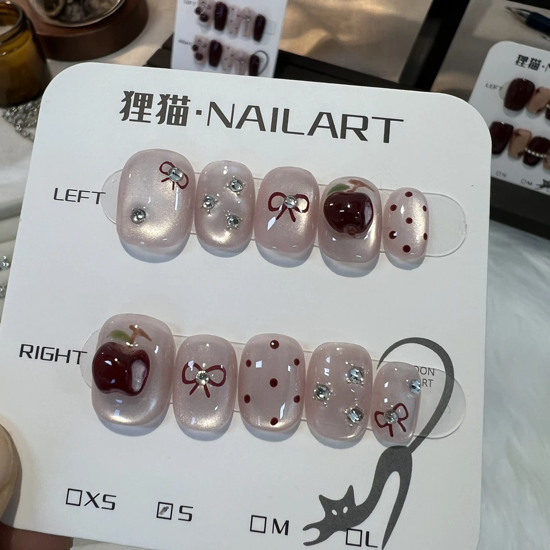 粉苹果 ab款纯手工穿戴甲 可反复穿戴