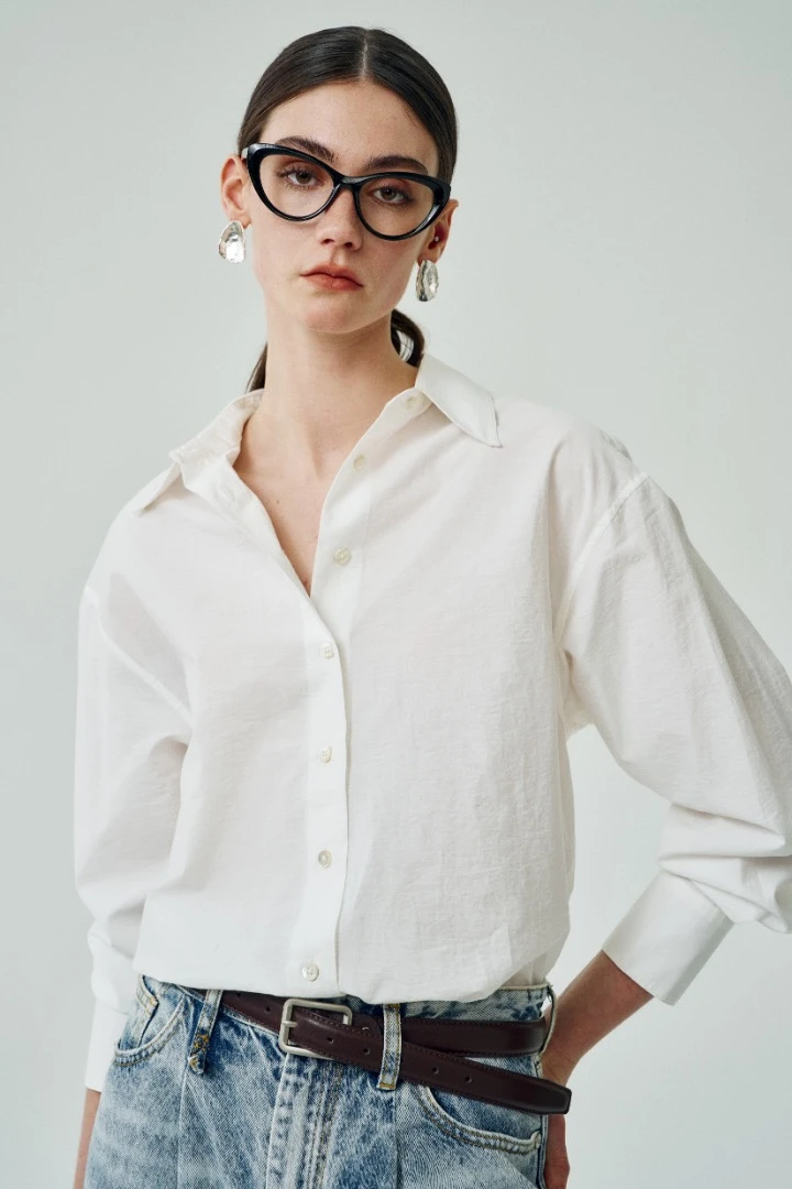 Sue.M微皱百搭长袖白色衬衫百搭王通勤衬衣抗皱上衣外穿通勤显瘦