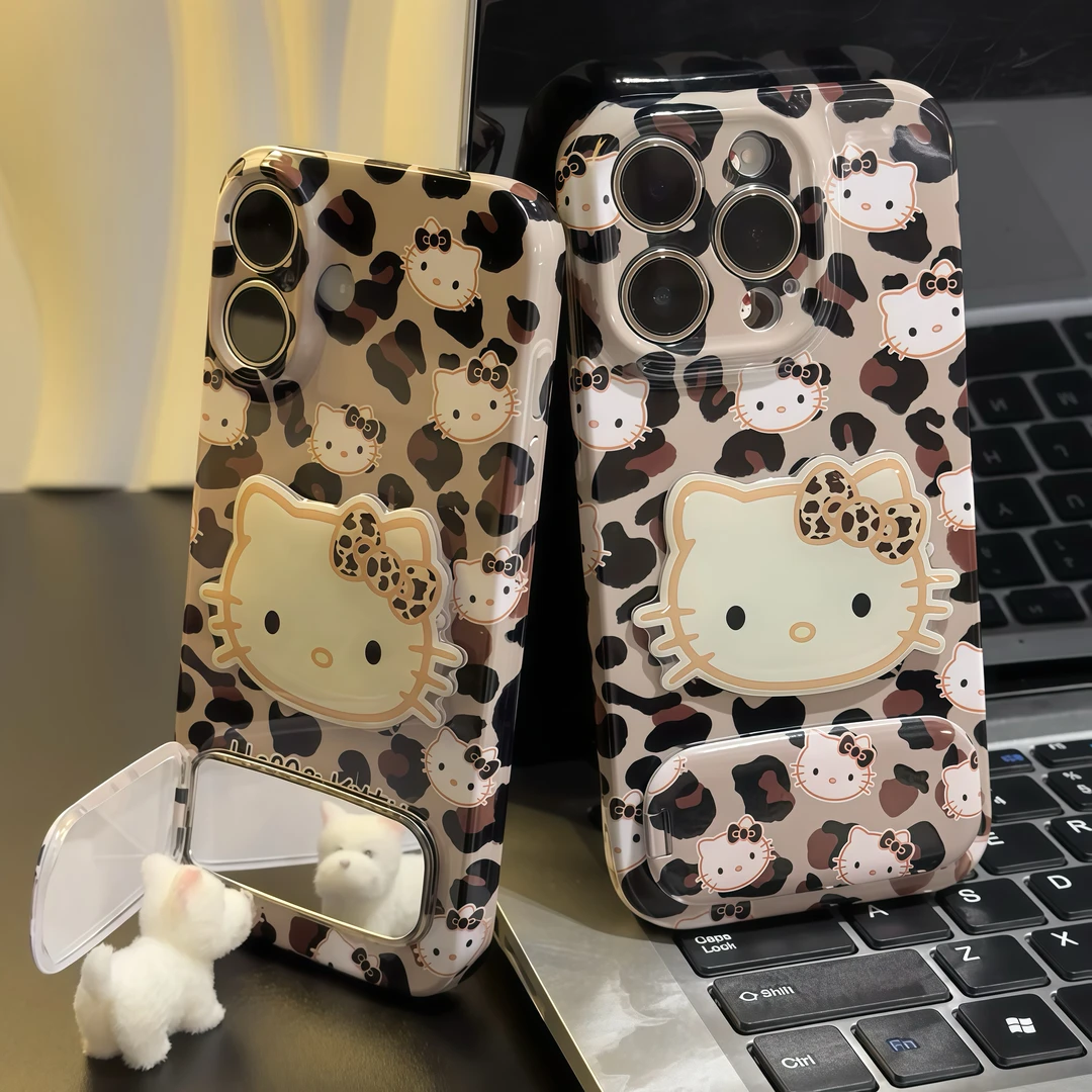 豹纹KT贴片支架适用苹果16手机壳iPhone15小米14vivoppo华为p70套