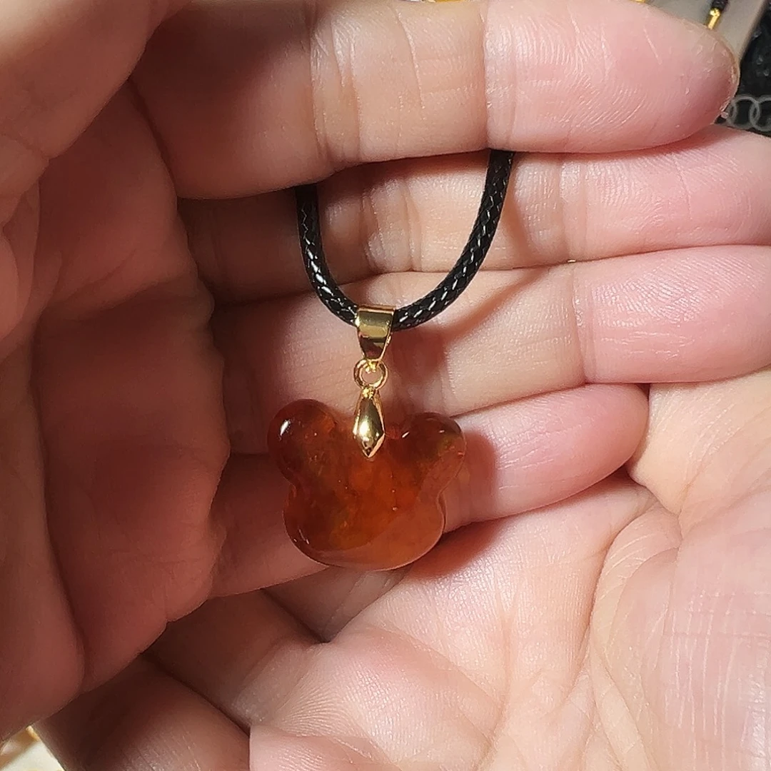 蜜蜡未镶嵌颈饰琥珀蜜蜡小熊吊坠