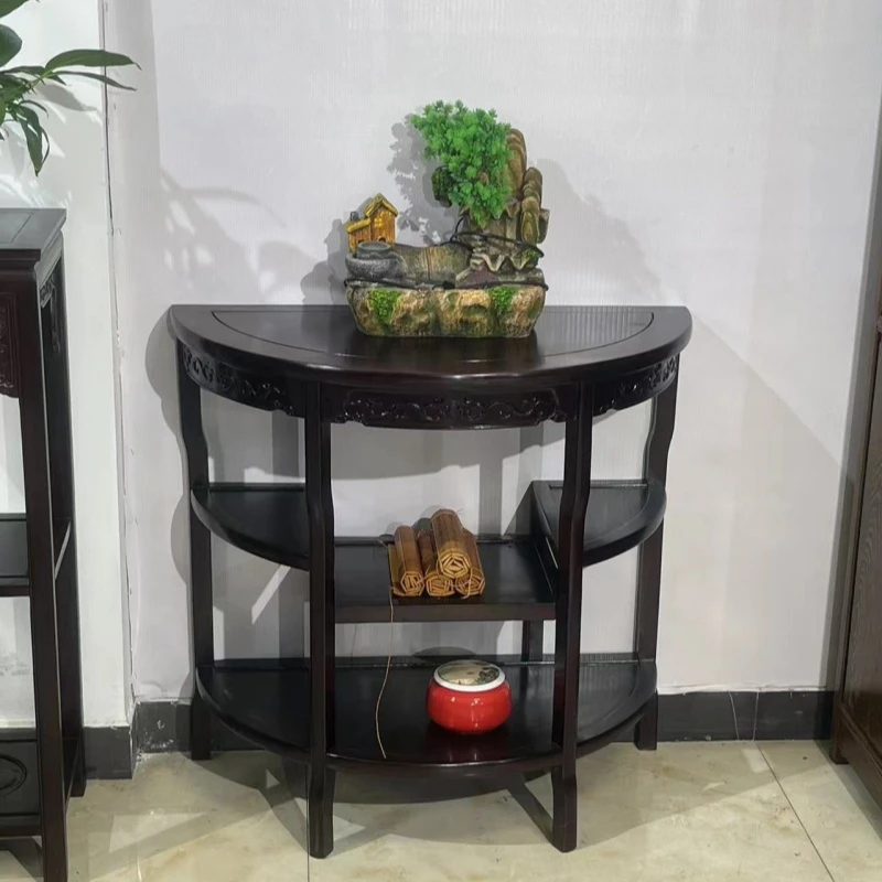 映天红家具黑酸枝半圆桌适合做玄关台花架中式玄关半月台84*42*80