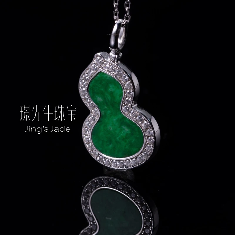 挂绿|银镶缅甸翡翠辣阳绿葫芦吊坠多样性发货*YDA00868*【YD】