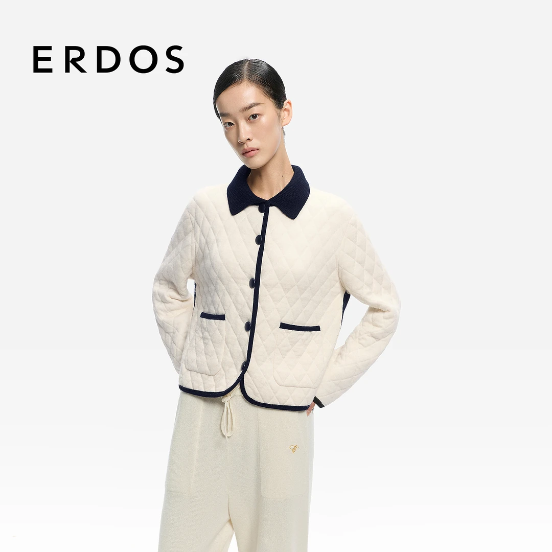 ERDOS 米白山羊绒针织绗缝棉服外套【恋恋花屋】2026年早春新品