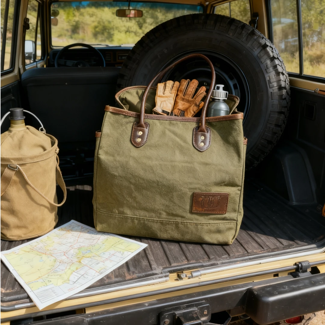 WILDSELECTION复古托特大号16盎司油蜡单肩手提包时尚休闲防水