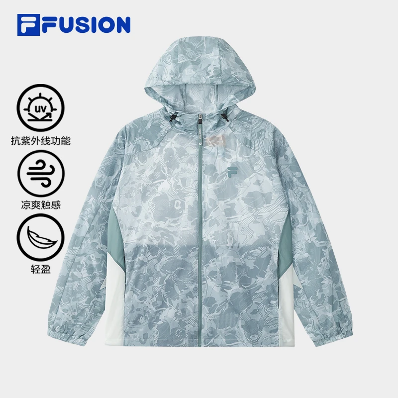 FILA FUSION斐乐潮牌梭织外套男2025夏季新款宽松凉感连帽防晒服