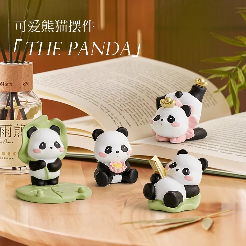 小熊猫摆件治愈情绪稳定工位女生解压办公桌面装饰品可爱手机支架