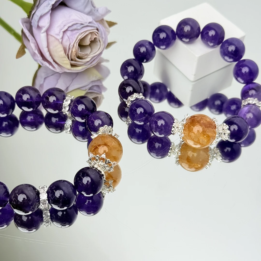 【钱途无量2.0】紫水晶胶花13mm手串面小仙多样性发其一Z