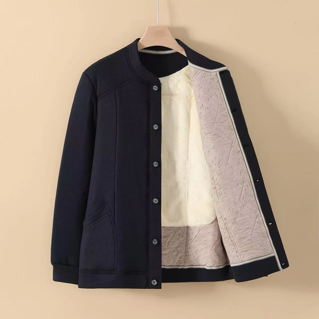 泡泡棉男款棉衣加绒中老年男士保暖加厚大码冬季立领加绒加厚棉服