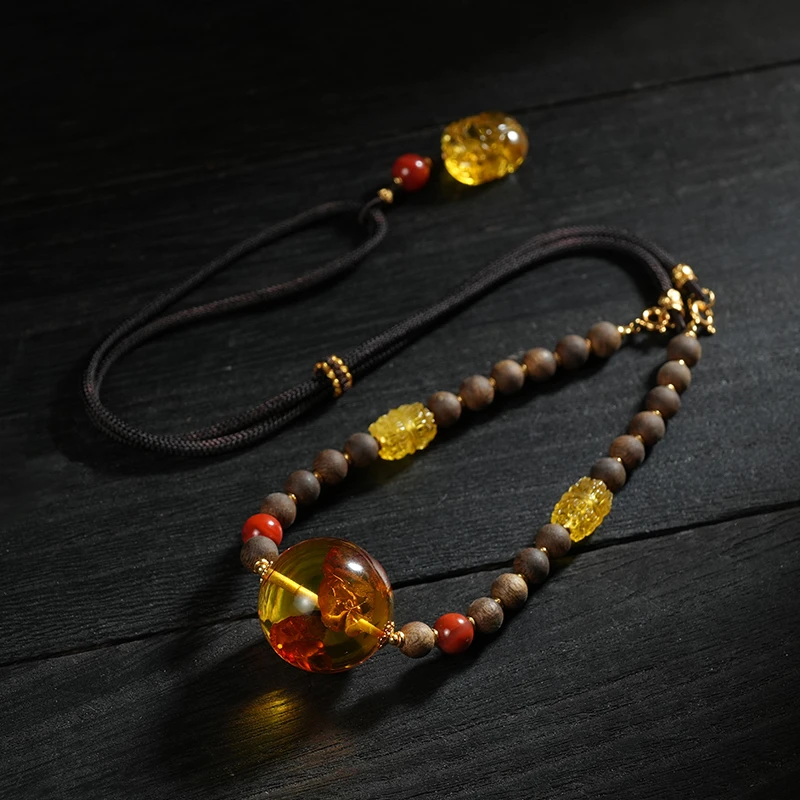 【老板娘珍藏】花珀大单珠吊坠/ZC102601