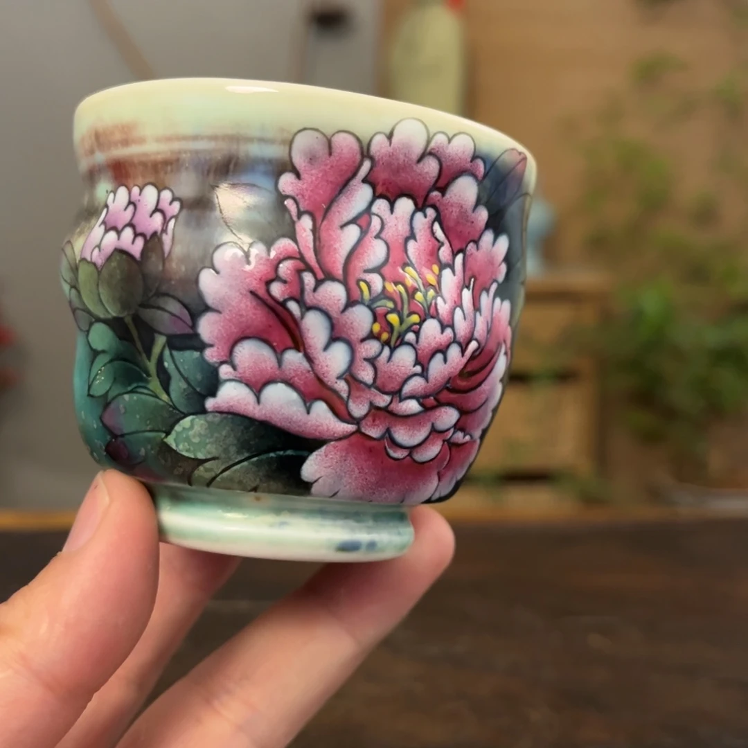 杯柴烧手工手绘陶瓷