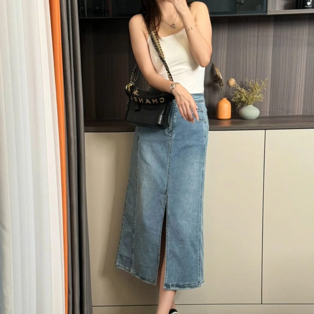 女式下摆开叉修身半身裙 休闲百搭牛仔裙 GDNZ099