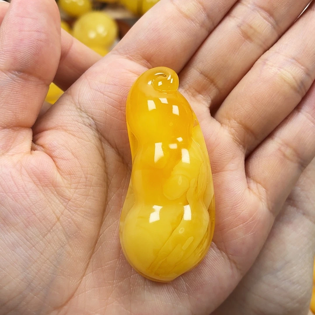 蜜蜡未镶嵌颈饰焦皮妖花福豆