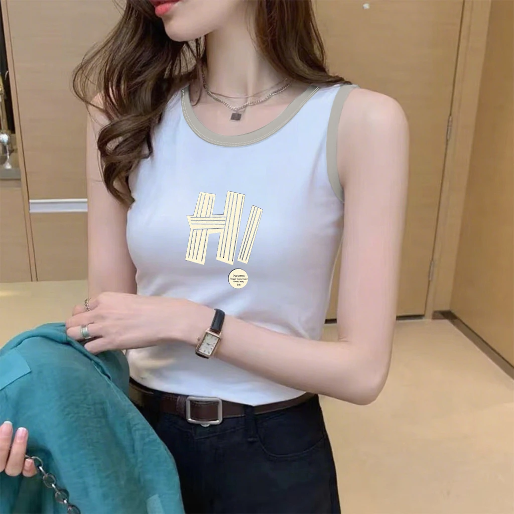吊带背心女夏季韩版无袖背心印花体恤内搭纯棉运动打底外穿上衣女