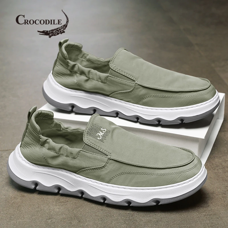 鳄鱼恤老北京布鞋男2025新款秋冬软底透气帆布板鞋运动一脚蹬工作