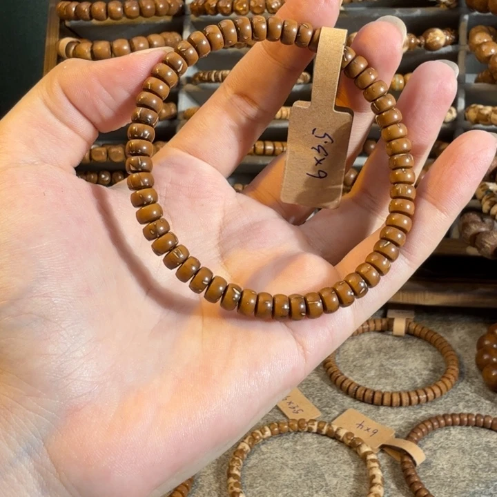 紫金鼠手串6*3.5棕黄短轴直切纯肉实心