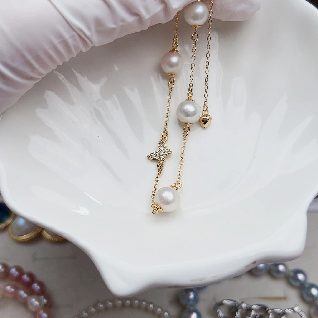 银S925镶嵌淡水珍珠耳饰