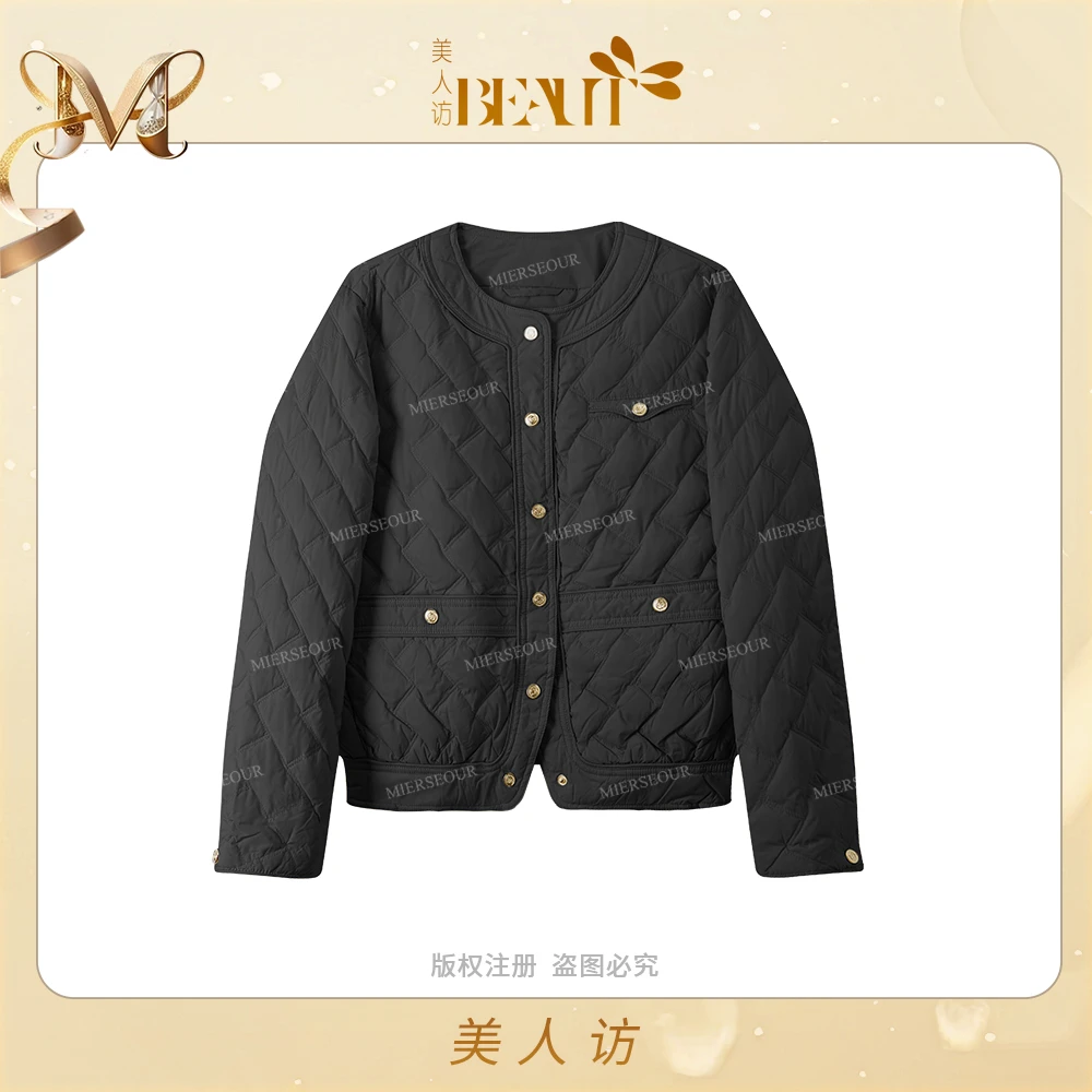 美人访【半岛情书】百搭菱格小香风轻羽绒服外套10831
