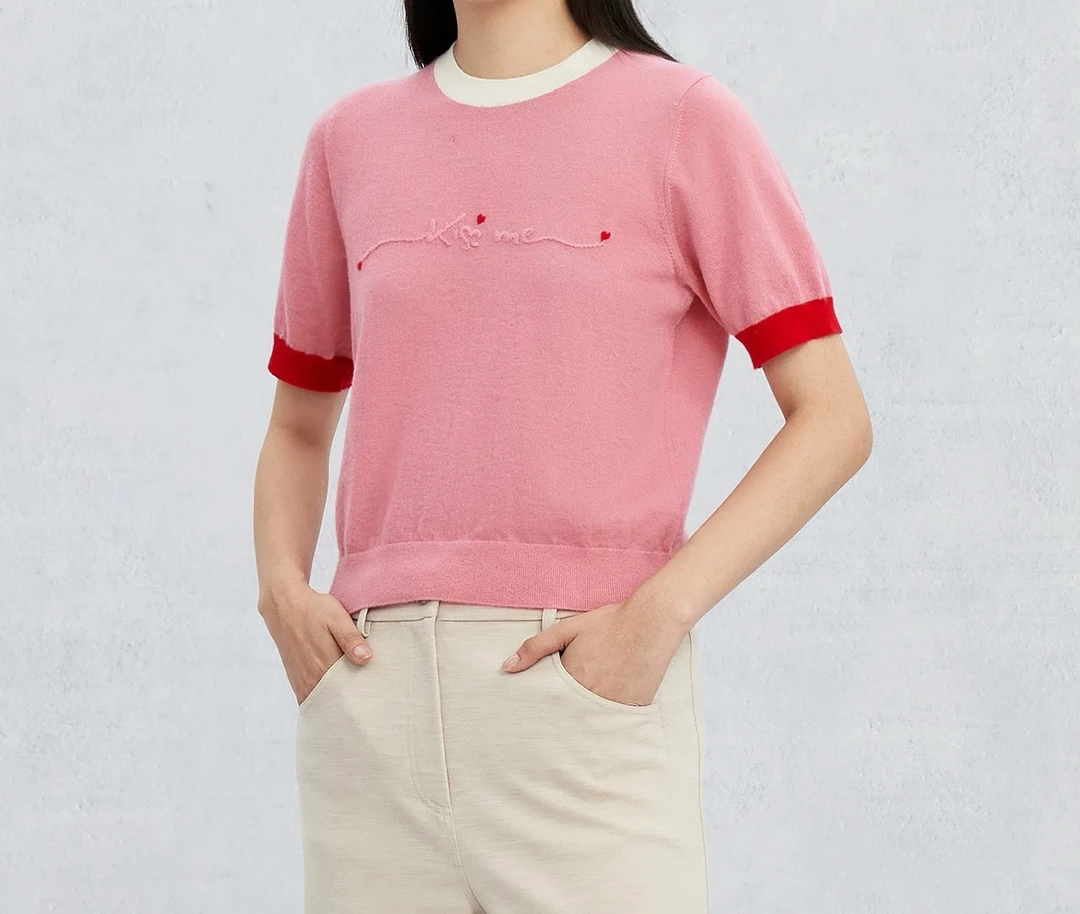 【鄂】衣长-53-2025年春新款重工提花圆领T恤针织短袖1613