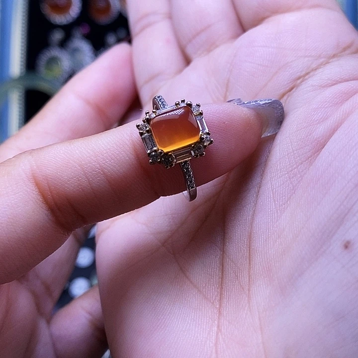 岫玉银S925镶嵌戒指