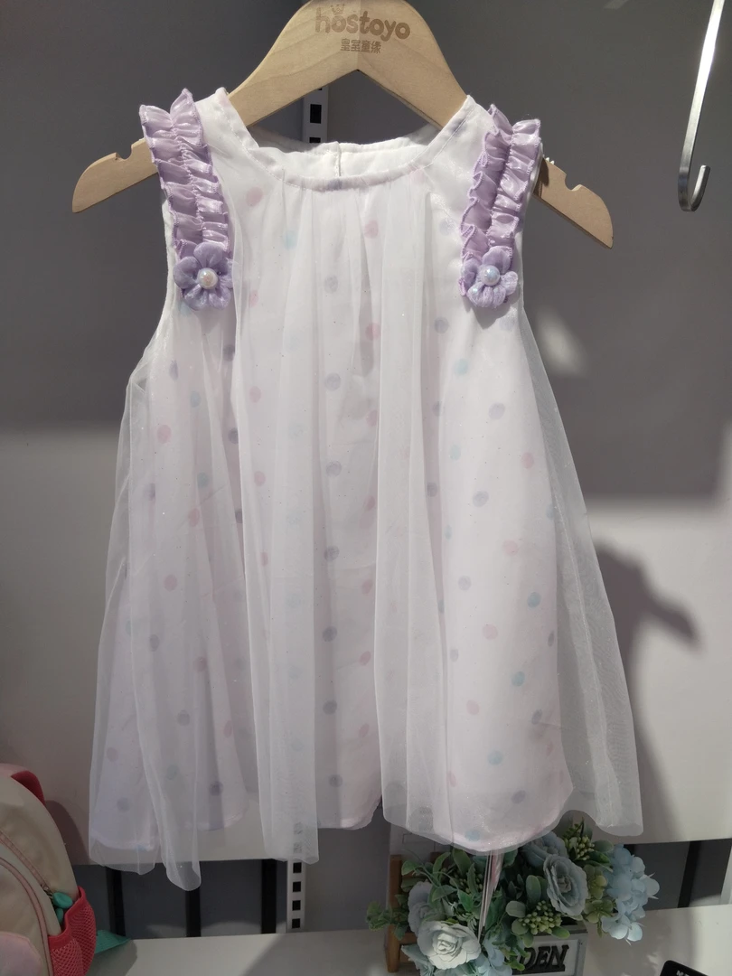 小女童波点满印网纱连衣裙儿童