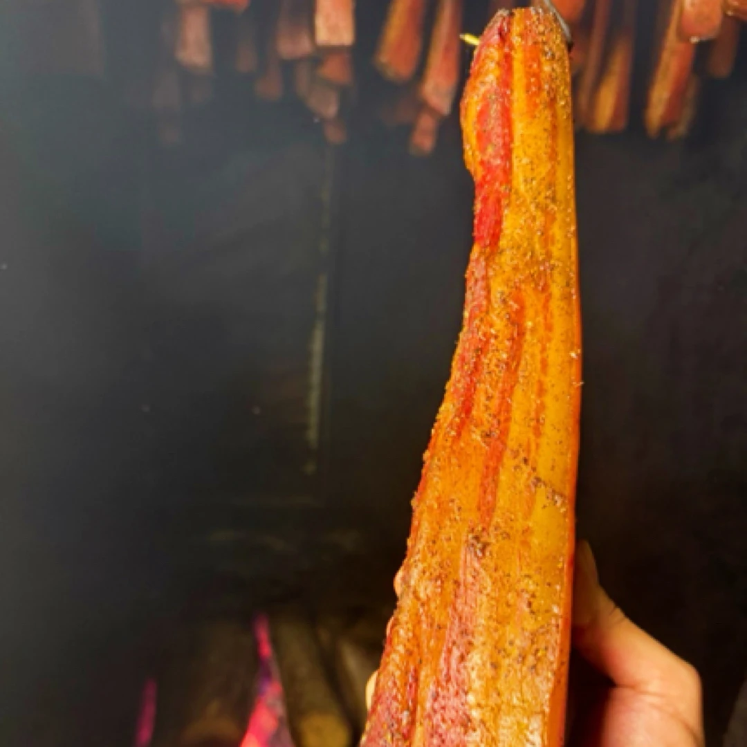贵州特产 遵义凤冈农家自制柴火烟熏五花腊肉 500g 传统 工厂直销