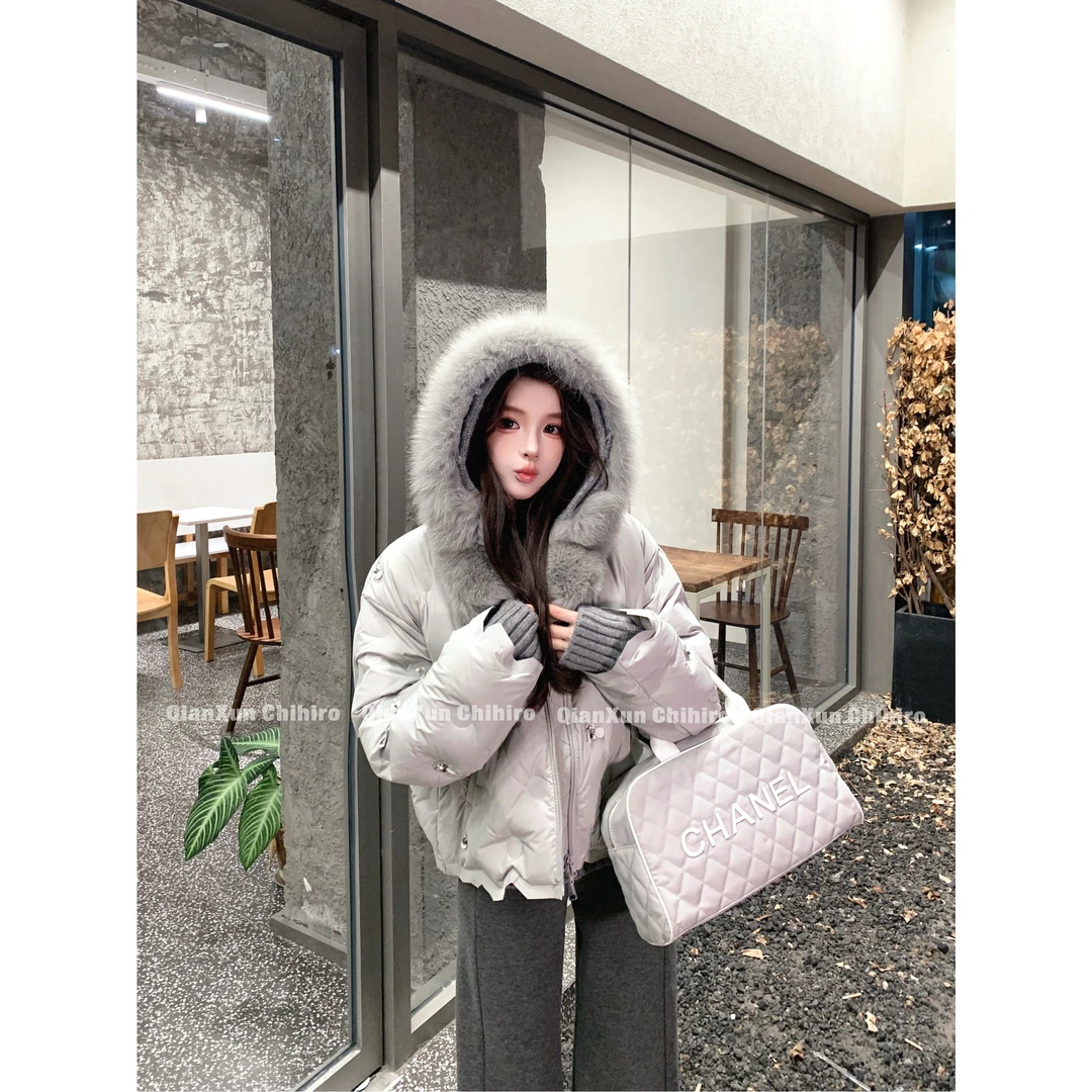 「松雾银影」秋冬时尚气质百搭洋气休闲减龄小众羽绒服QXQ5YRF7405A